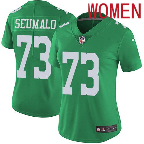 Women Philadelphia Eagles 73 Isaac Seumalo Nike Green Vapor Limited Rush NFL Jersey